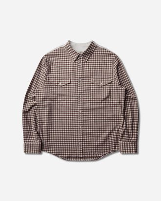 Maison Margiela Men s Checkered Flannel Shirt Brown / Off White
