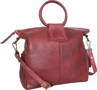 Nino Bossi Leather Ring Handle Tote w/ Strap in Merlot