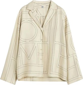 Toteme Overhemden, Dames, Beige, S, Zijden Monogram PJ Top Ivoor
