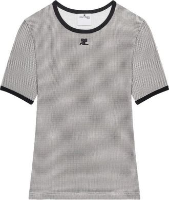 Courr&egrave;ges Tops, Dames, Grijs, XS, Katoen, Signature Contrast T-shirt