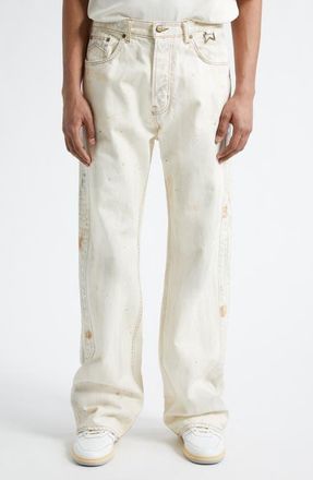 Rhude Traxedo Relaxed Fit Jeans in Woodland White at Nordstrom, Size 32