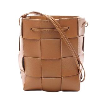Bottega Veneta Pre-owned Bucket Bags, female, Brown, Size: ONE SIZE Pre-owned Small Cassette Leather Bucket Bag