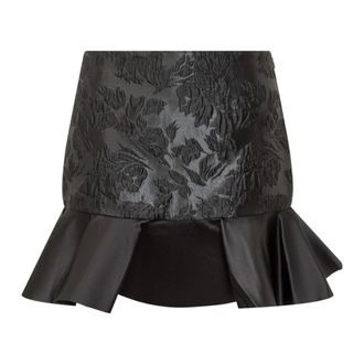 Ganni Short Skirts, female, Black, Size: XS Satin Cloque Mini Skirt