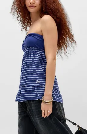 BDG Brittney Stripe Strapless Top in Blue at Nordstrom, Size X-Large
