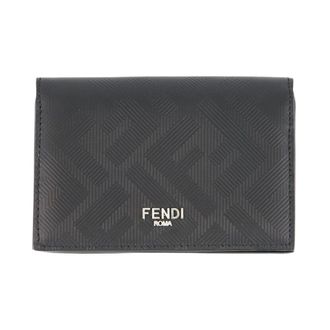 Fendi Wallets & Cardholders, male, Black, ONE SIZE, Card Case in Leather with FF Motif