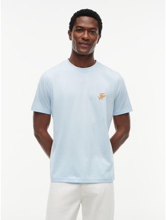 Tommy Hilfiger Mens Embroidered Script Monogram T-Shirt - Blue - XXL