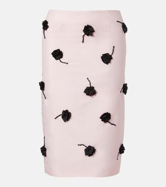 Shushu/Tong Floral-appliqu&eacute; pencil skirt
