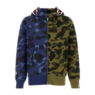 A Bathing Ape Zip-throughs, male, Multicolor, Size: 2XL Split Camo Shark Full-Zip Hoodie