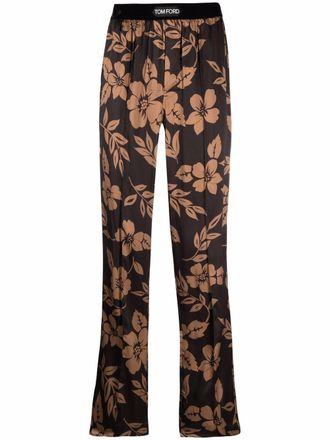 Tom Ford Pantaloni a fiori - Marrone