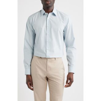 Nordstrom Arcadia Signature Trim Fit Check Dress Shirt in Blue Arcadia Plaid at Nordstrom, Size 14.5 - 32