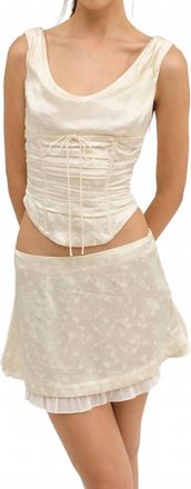 For Love & Lemons Carla Jacquard Mini Skirt In Cream