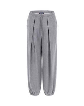 Sportmax Grey Relaxed-Fit Cotton Fleece Drawstring Sweatpants