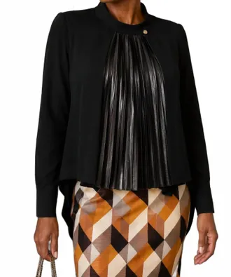 Rinascimento Pleated High-Low Blouse In Black