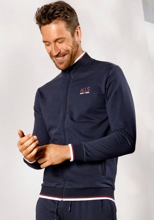 H.I.S Sweatjacke H.I.S, Damen, Gr. 60/62 (XXL), blau (navy), Sweatware, Obermaterial: 60% Baumwolle, 40% Polyester, unifarben, Basic, bequem h&uuml;ftbedeckend, 