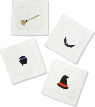 Tiramisu Set of 4 Embroidered Coasters in Black/Gold/Multi at Nordstrom Rack