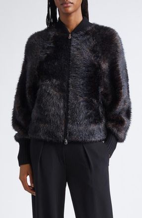 Emporio Armani Faux Fur Jacket in Solid Black at Nordstrom, Size 6 Us