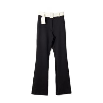Viktor & Rolf 70s Buckle Trousers - female - Viktor & Rolf - Wide Trousers - Black - XS - Trousers