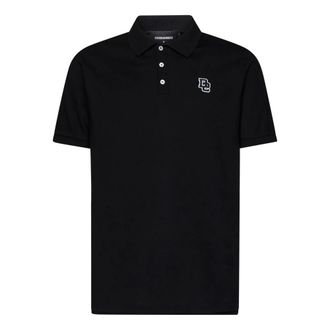 Dsquared2 Polo Shirts, male, Black, M, Black Slim-Fit Polo Shirt with Logo