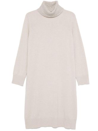 Fabiana Filippi Platinum sequin-collar midi dress - women - Cashmere/Silk/Virgin Wool - 40 - Neutrals