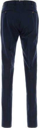 Pantaloni Torino Mens Navy Blue Cotton Blend Pant Exterior: Silk Pantaloni Trousers