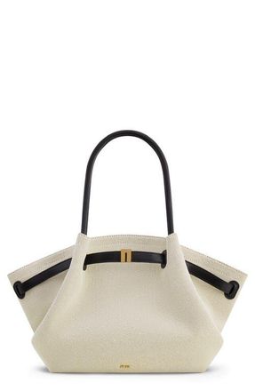 JW PEI Medium Hana Faux Leather Tote in Black/Canvas at Nordstrom