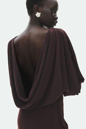 H&M Cowl-back Jersey Dress in Dark Brown at Nordstrom, Size X-Small