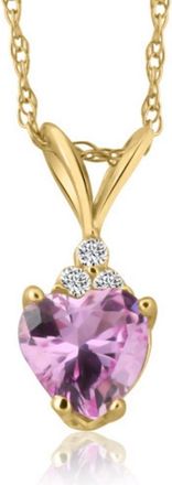 Pompeii3 1/2ct Diamond & Pink Sapphire Heart Pendant in 14K Yellow, White, or Rose Gold