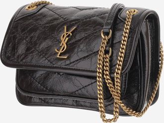 Saint Laurent Womens Mini Leather Bag Niki Black Shoulder