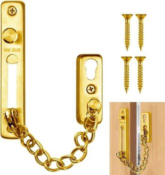 No Brand Cadena De Seguridad Para Puertas - Protecci&oacute;n Antirrobo Para Hogares - Color Dorado