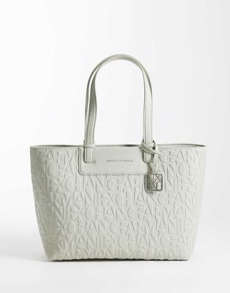 A|X Armani Exchange Liz - Maxi borsa color crema martellata-Bianco