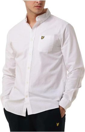 Lyle & Scott Casual Katoen Linnen Button Down Overhemd - Heren - Casual Overhemden - Wit - S - Katoen - Overhemden