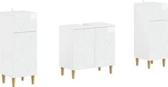 vidaXL Juego De Gabinete De Ba&ntilde;o De 2 Piezas Delft Blanco Brillante Vidaxl