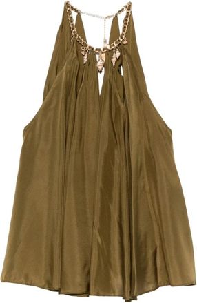 Zimmermann Halterneck Top - Dames - Tops zonder mouwen - Groen - M - Leer - Tops