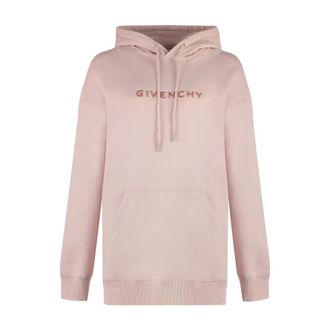 Givenchy Hoodies, female, Pink, Size: XS Pink Cotton Hooded Sweatshirt Aw24