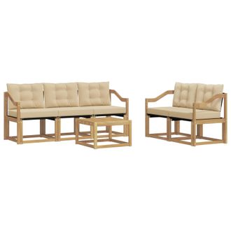 vidaXL Conjunto De Sof&aacute;s De Exterior Con Coj&iacute;n 6 Pcs Y Beige Vidaxl