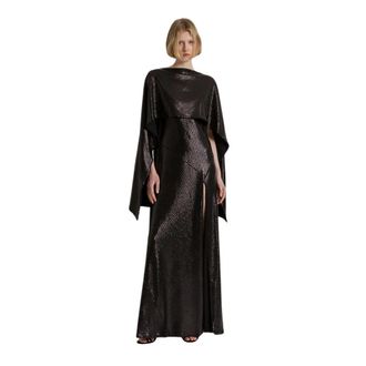 Alberta Ferretti Lange paillettenjurk met split aan de zijkant - Dames - Avondkleed - Zwart - L - Pailletten - Kleedjes