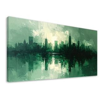 Feeby Cuadro Sobre Lienzo, Rascacielos Arquitectura De La Ciudad Verde, 120x60