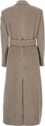 Golden Goose Womens Beige Double-Breasted Wool Blend Coat Virgin Mohair Polyamide
