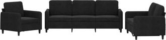 vidaXL Juego De Sof&aacute;s 3 Piezas Terciopelo Negro Vidaxl