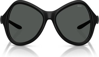 Diesel DL3010U 53mm Cat Eye Sunglasses in Black Matte /Dark Grey at Nordstrom