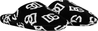 Dolce & Gabbana Unisex Slippers Dg Allover White-Black White/black Flat Shoes
