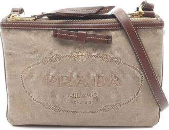 Prada Pre-owned Prada Canapa Logo Jacquard Crossbody Bag Ladies XY9KHK0WWBUKYA8D