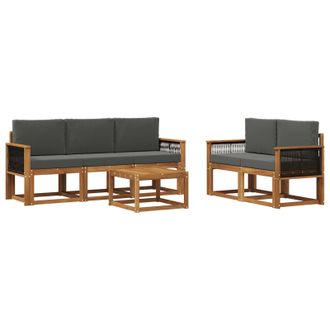 vidaXL Conjunto De Sof&aacute;s De Exterior 6 Pcs Natural Y Antracita Vidaxl