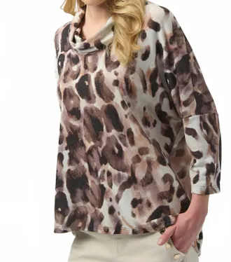 Joseph Ribkoff Animal Print 3/4 Sleeves Tunic In Off-White/multi