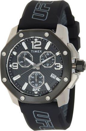 Timex UFC Icon Chronograph Silicone Strap Watch, 45mm in Black at Nordstrom Rack