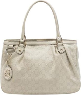 Gucci Pre-owned Vintage Tote Bag - Dames - Vintage Shopper - Beige - ONE Size - Leer - Vintage