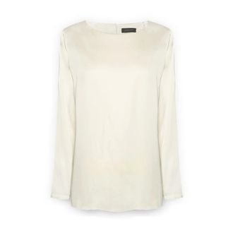 Elena Miro Dames, Blouses & Shirts, Wit, Maat: 7XL Satijn