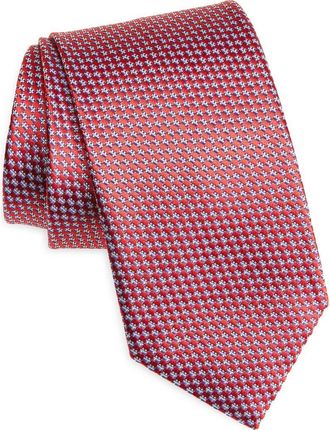 Brioni Geometric Jacquard Silk Tie in Flame/Lead at Nordstrom