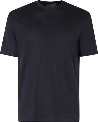 FILIPPO DE LAURENTIIS Tshirt Lino Stretch - Heren - T-shirts - Blauw - M - Linnen - Tops