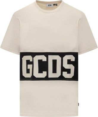 GCDS Band Logo Regular T-Shirt - Heren - T-shirts - Beige - XS - Katoen - Tops